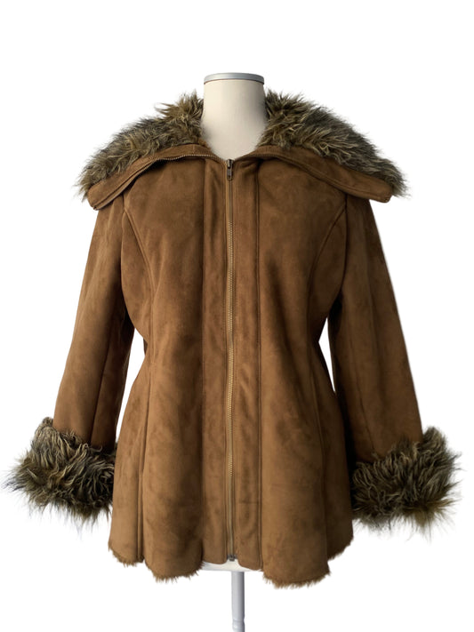 Vintage brown faux fur coat