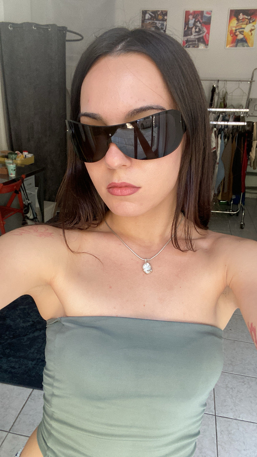 Deadstock John Richmond olive green sunglasses