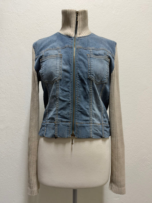 Y2K Denim & Knit Zip Up Jacket