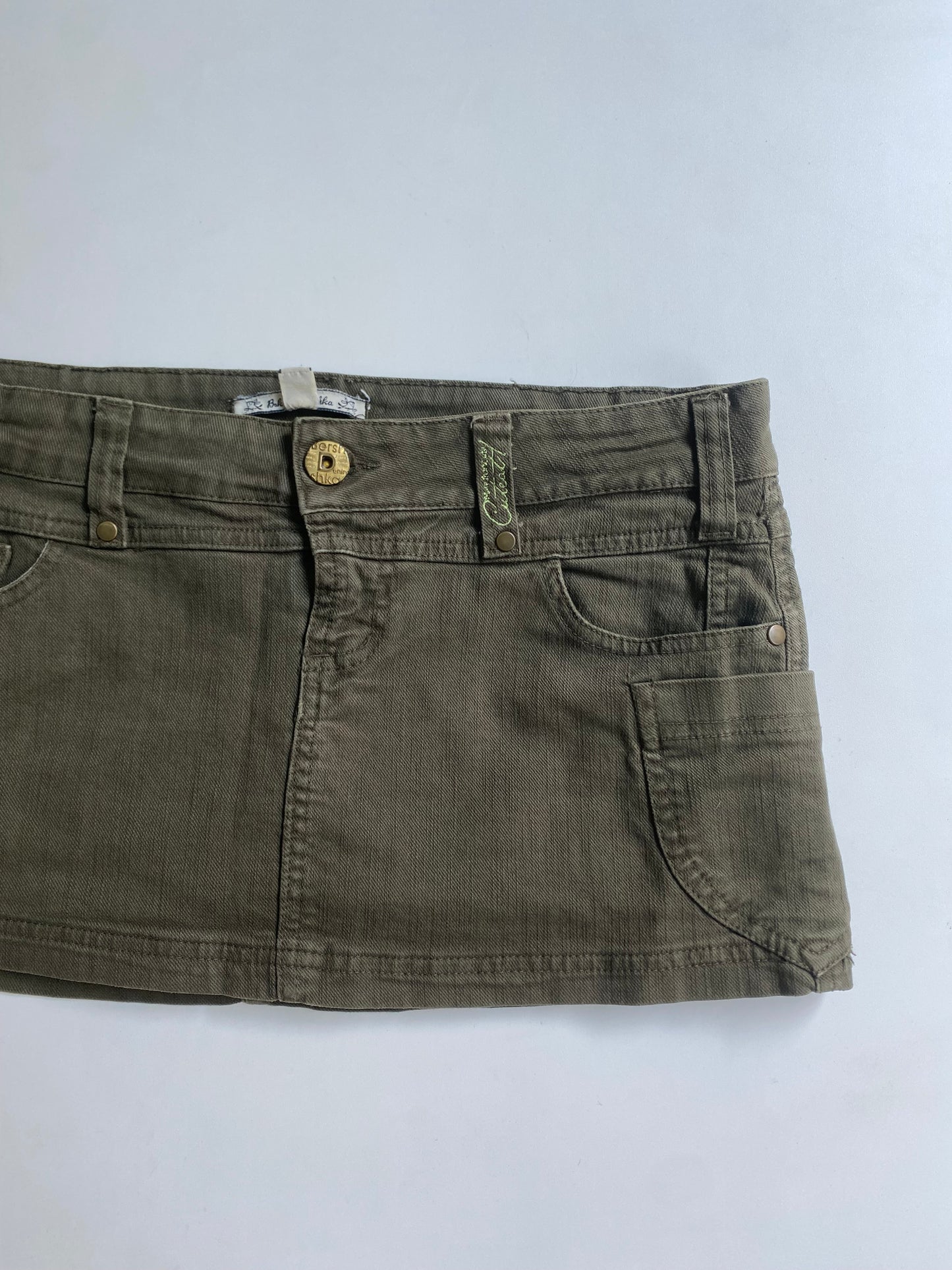 Y2k khaki micro mini skirt