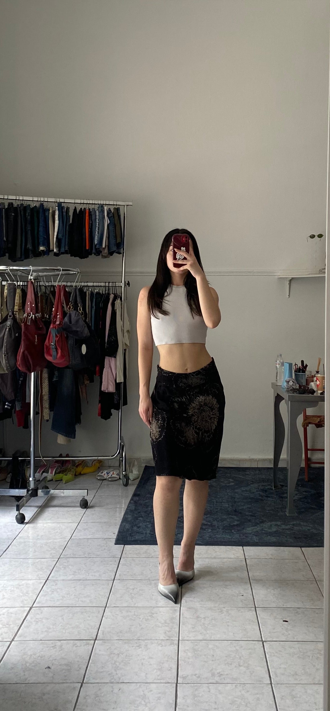 Ysatis satin midi skirt