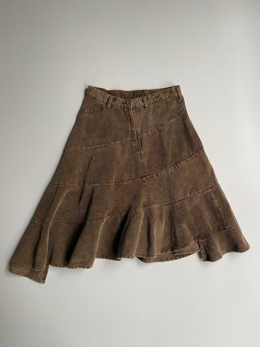 Camel brown asymmetrical midi skirt