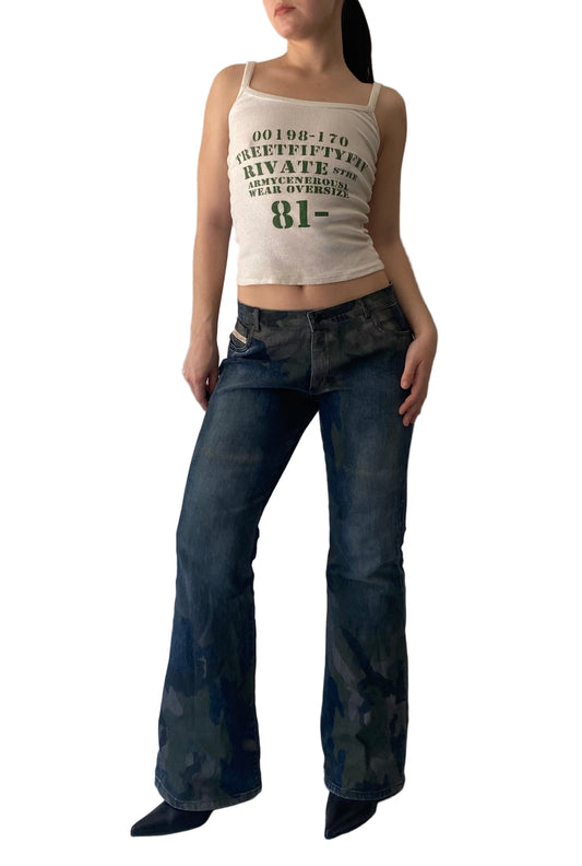 Y2k flare camo pants