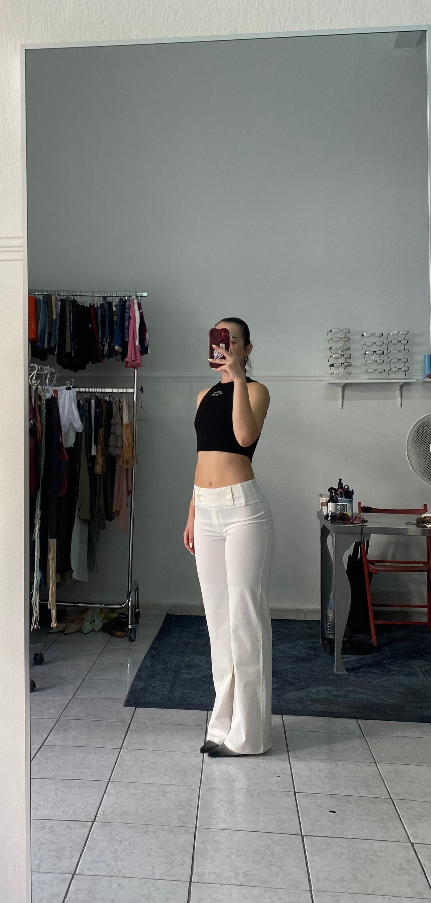 White mid rise office pants