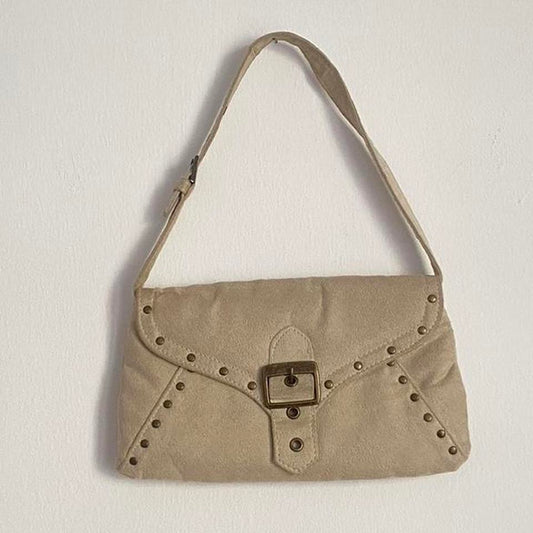 Crème vintage suede shoulder bag