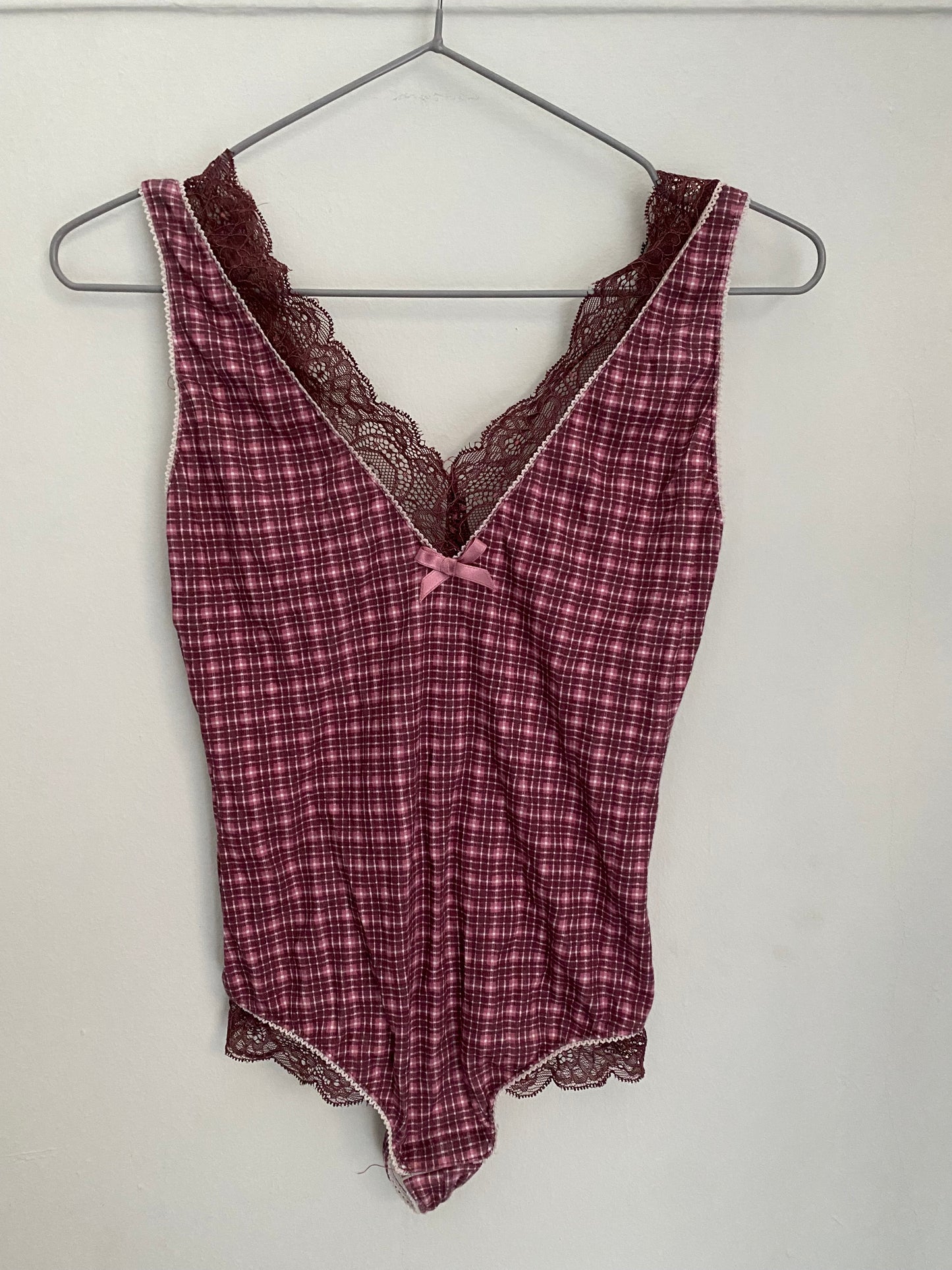 Vintage checkered lace bodysuit