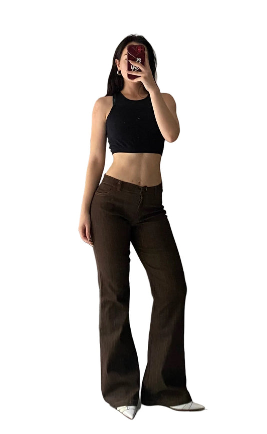 Brown stretchy flare pants