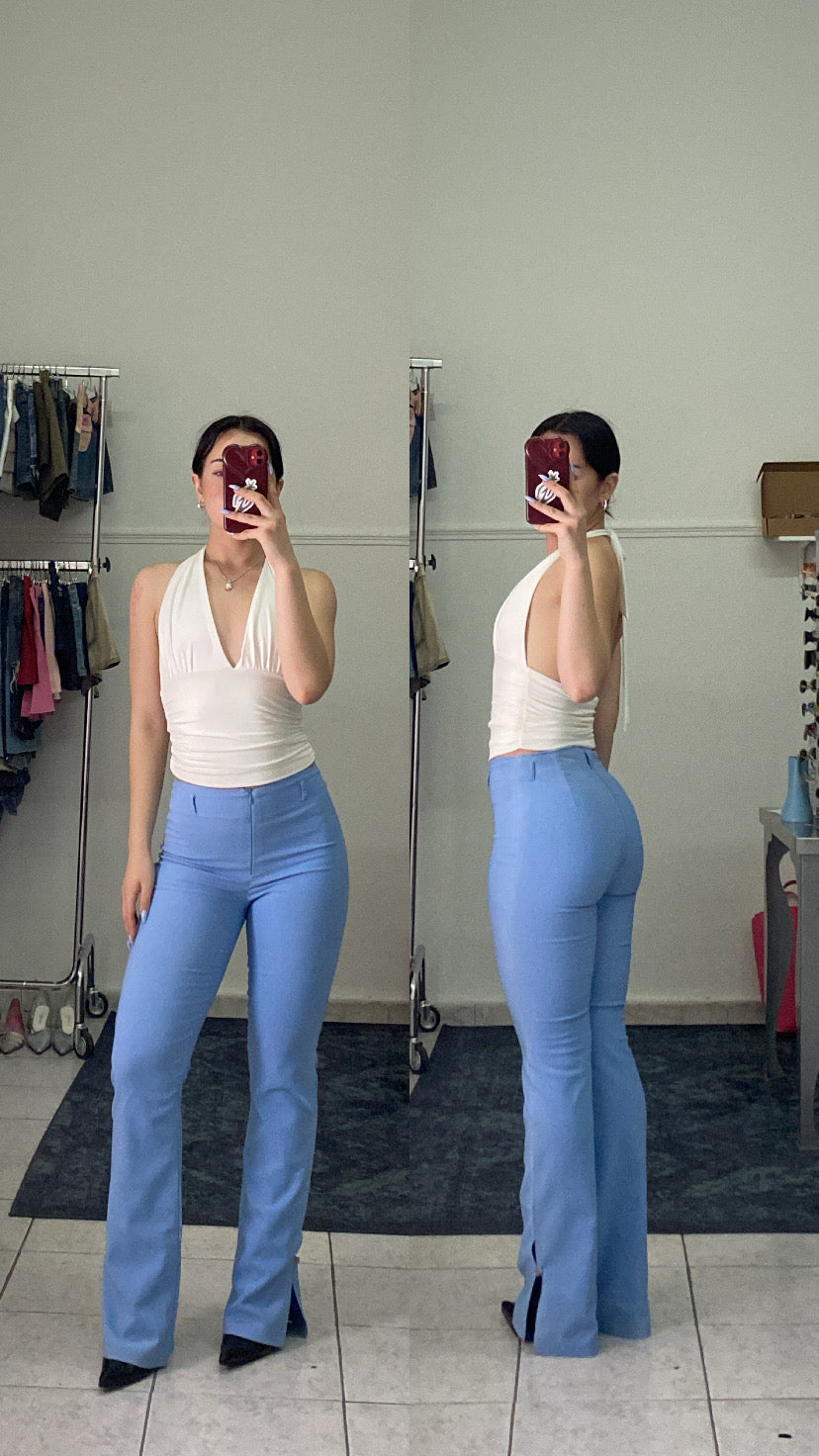 Y2K light blue flare pants